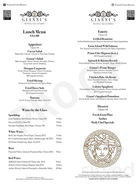 versace mansion menu|giannis at former Versace mansion.